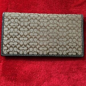 Coach Bi-Fold Brown and Tan Signature Canvas Wallet